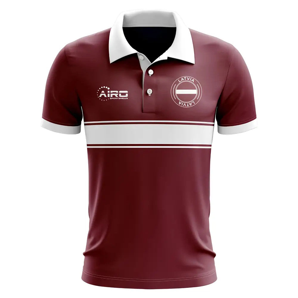 Latvia Concept Stripe Polo Shirt (Maroon)_1