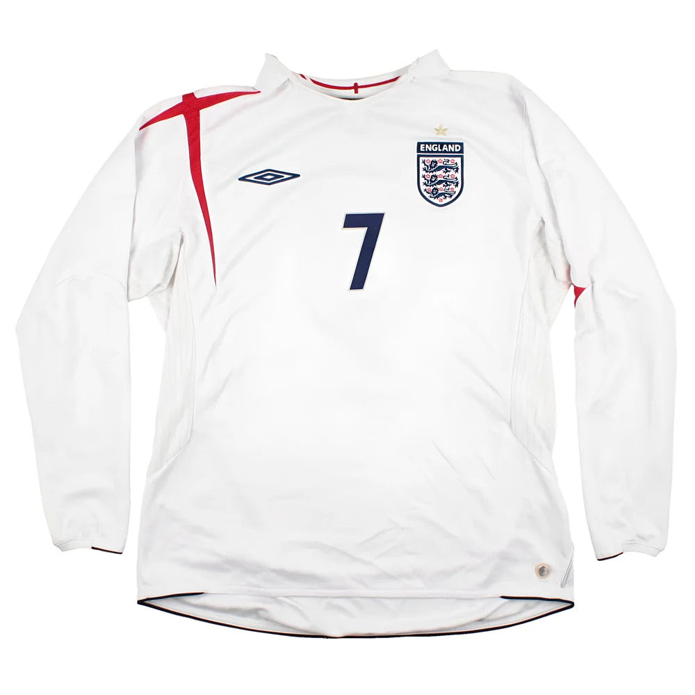 England 2005-07 Long Sleeve Home Shirt (XL) #7 (Very Good)_1