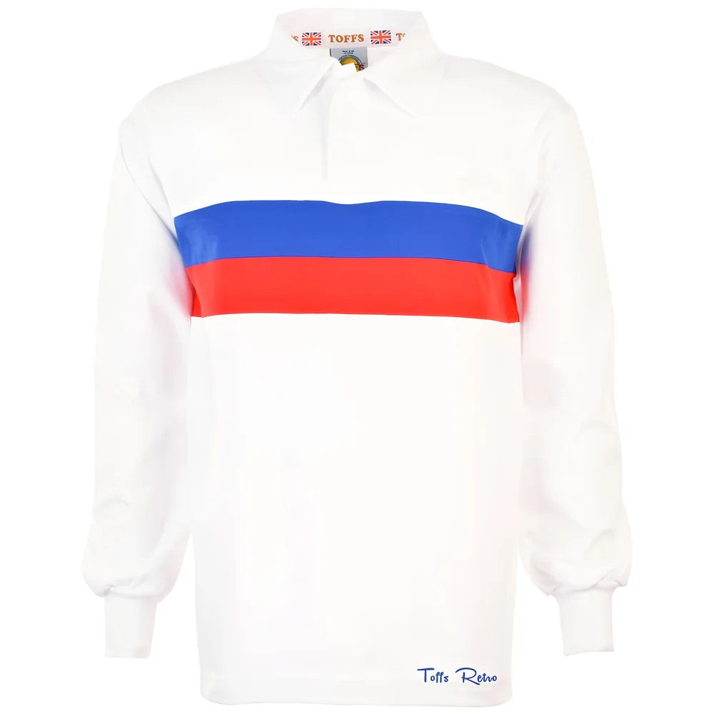 TOFFS Retro White Long Sleeve Shirt With Royal/Red Stripe_1