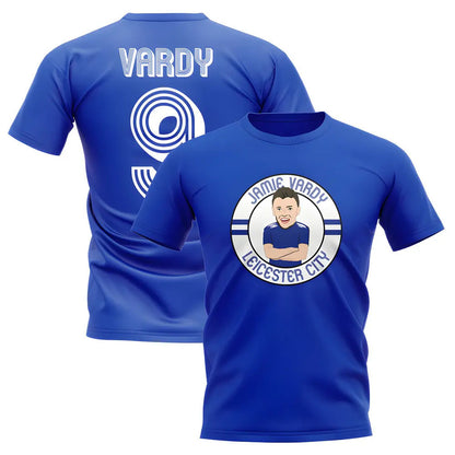 Jamie Vardy Leicester Illustration T-Shirt (Blue)_1