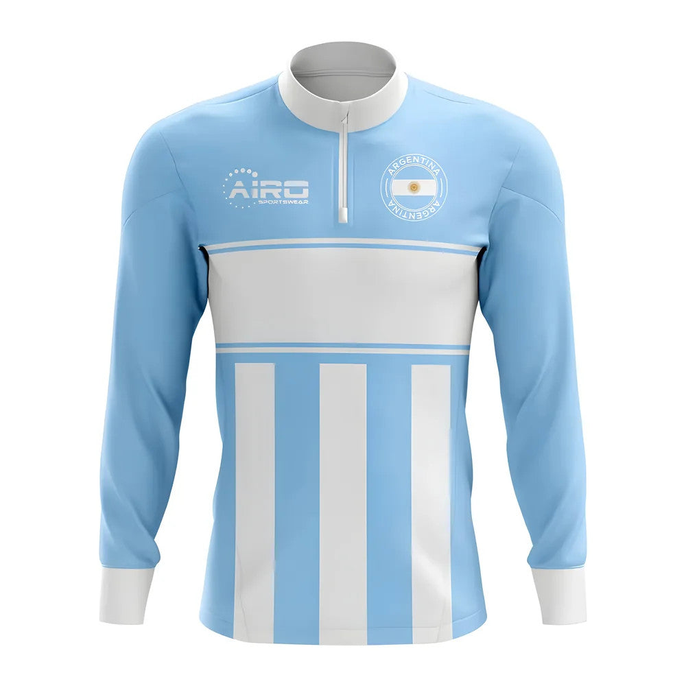 Argentina Concept Football Half Zip Midlayer Top (Sky Blue-White)_1