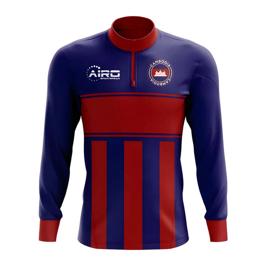 Cambodia Concept Football Half Zip Midlayer Top (Blue-Red)_1