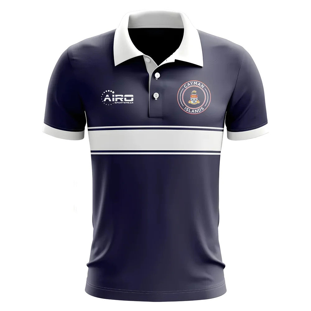 Cayman Islands Concept Stripe Polo Shirt (Navy)_1