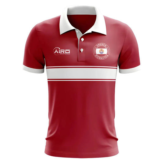 French Polynesia Concept Stripe Polo Shirt (Red)_0