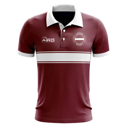 Latvia Concept Stripe Polo Shirt (Maroon)_1