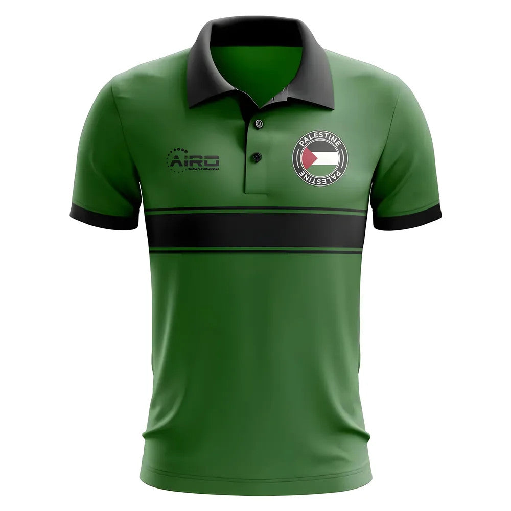 Palestine Concept Stripe Polo Shirt (Green)_1