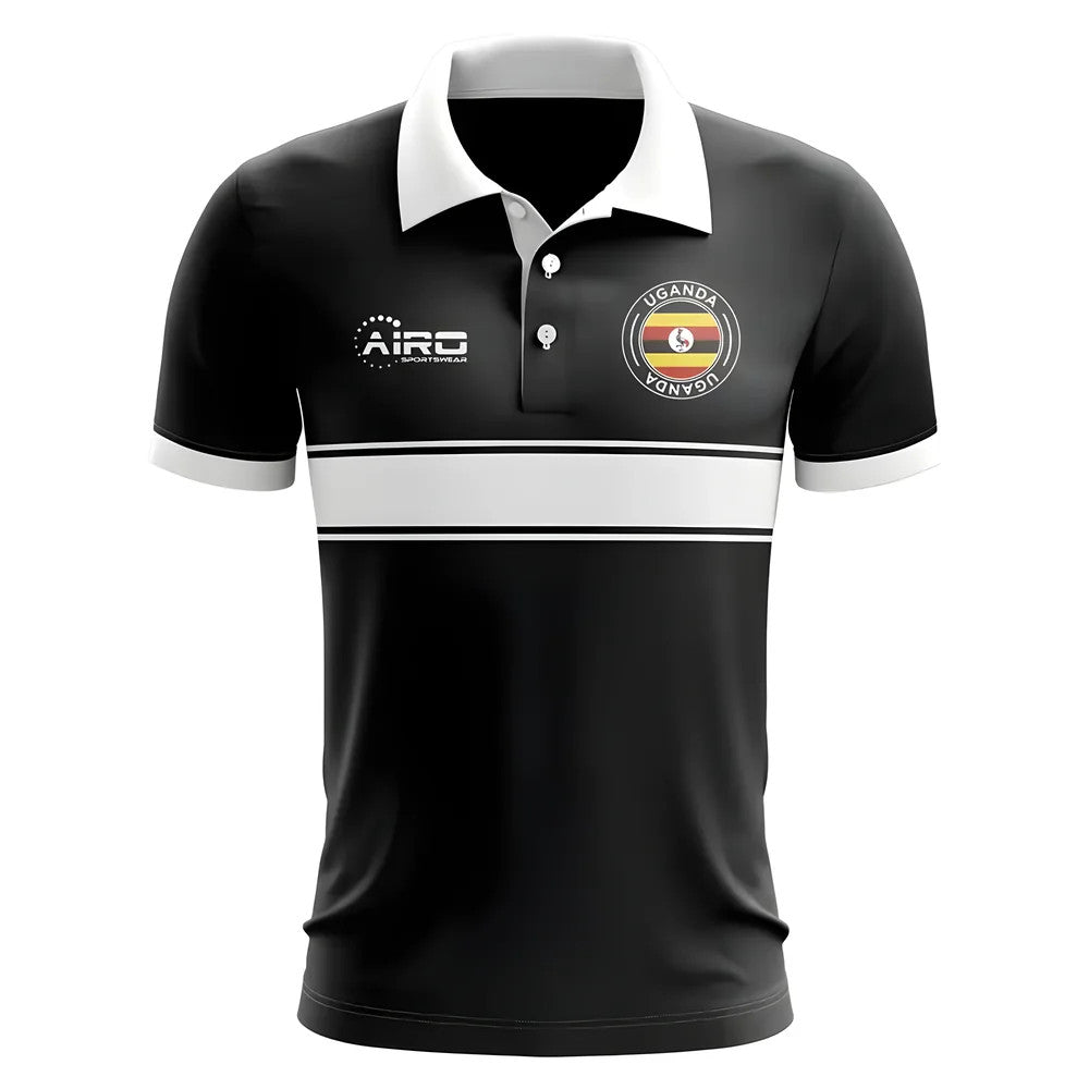 Uganda Concept Stripe Polo Shirt (Black)_1