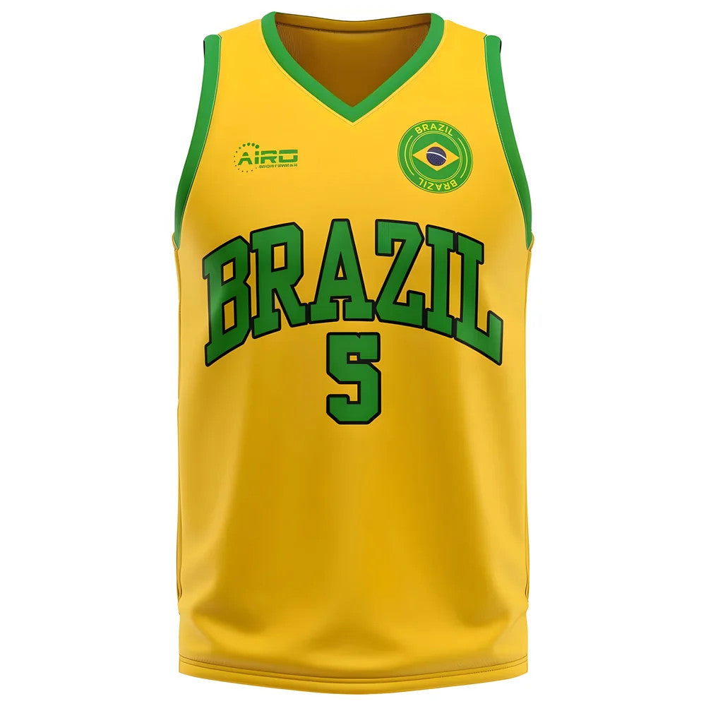 Brazil Home Concept Basketball Shirt - Little Boys_1