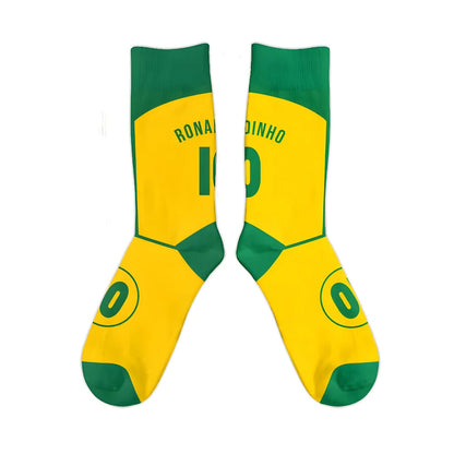 Brazil 2004 Ronaldinho Retro Football Socks_1