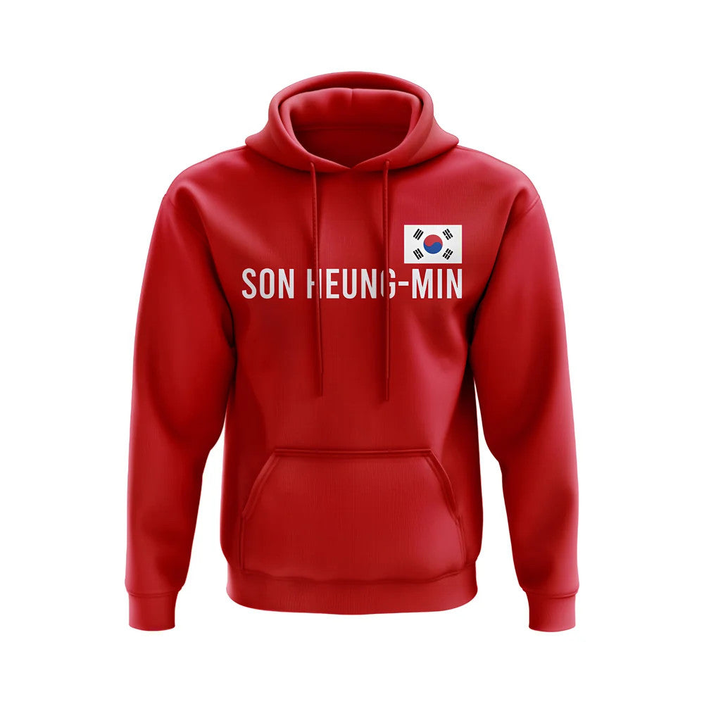 Son Heung Min South Korea Name Hoody (Red)_1