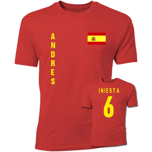 Andres Iniesta Spain Flag T-Shirt (Red)_1