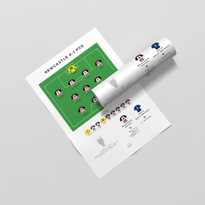 Newcastle vs PSG Champions League Match Print