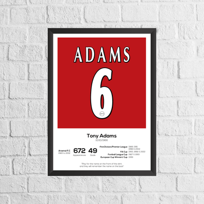 Tony Adams Legend Stats Print