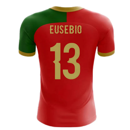2025-2026 Portugal Flag Home Concept Football Shirt (Eusebio 13) - Kids_4