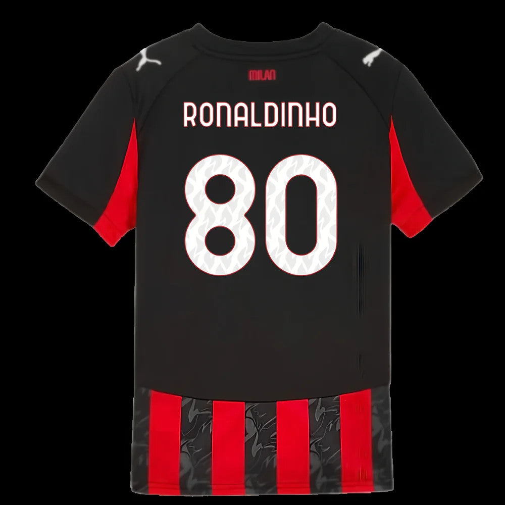 2025-2026 AC Milan Home Shirt (Kids) (Ronaldinho 80)_5