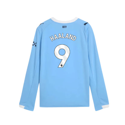 2025-2026 Man City Long Sleeve Home Shirt (Kids) (Haaland 9)_3