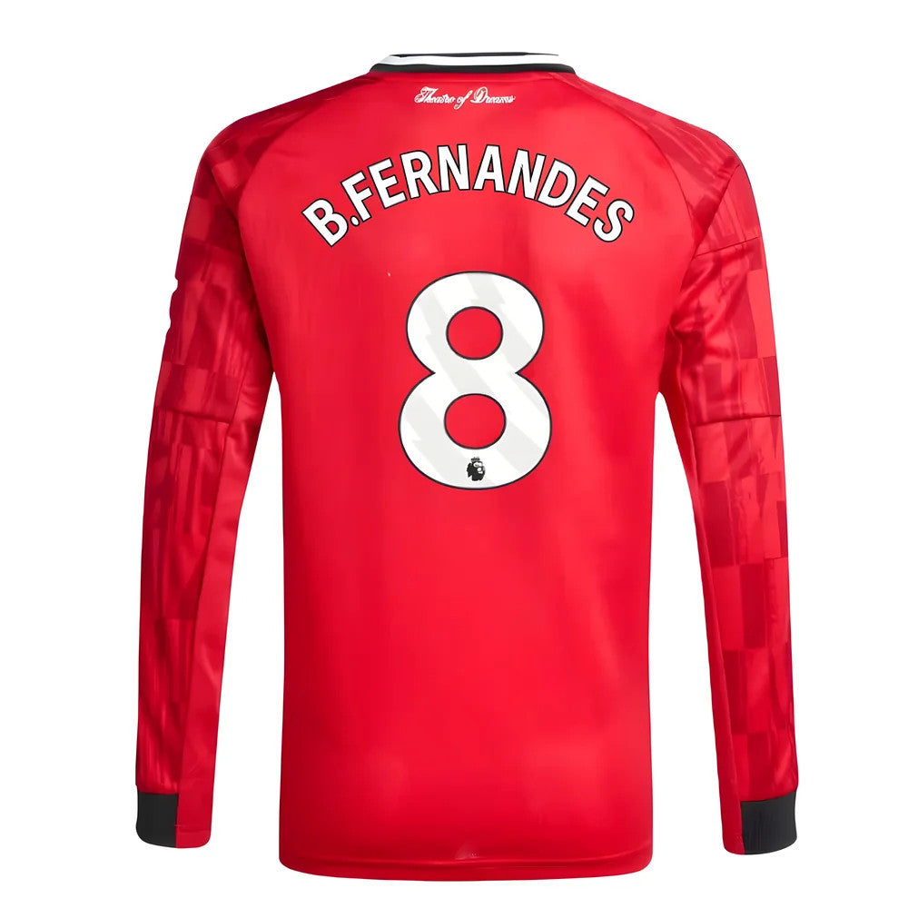 2025-2026 Man Utd Long Sleeve Home Shirt (Kids) (B.Fernandes 8)_3