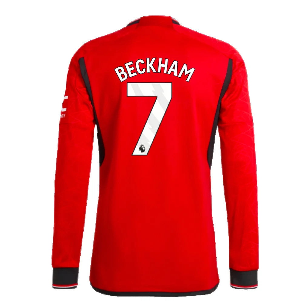 2023-2024 Man Utd Authentic Long Sleeve Home Shirt (Beckham 7)_4