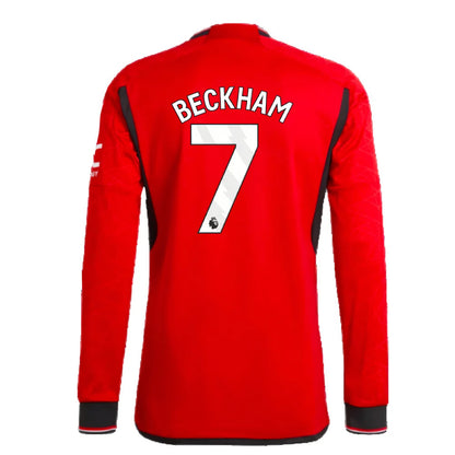 2023-2024 Man Utd Authentic Long Sleeve Home Shirt (Beckham 7)_4