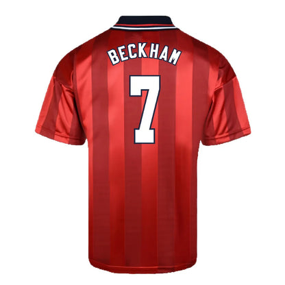 Score Draw England 1998 World Cup Finals Away Retro Football Shirt (BECKHAM 7)_2