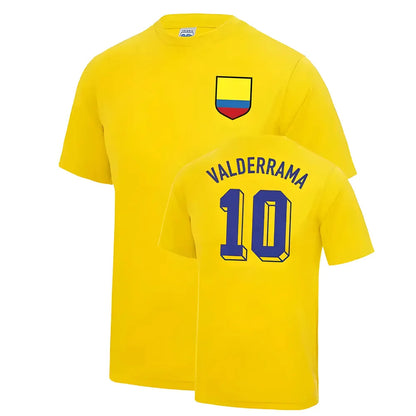 Carlos Valderrama Colombia World Cup Football T Shirt - Yellow_1