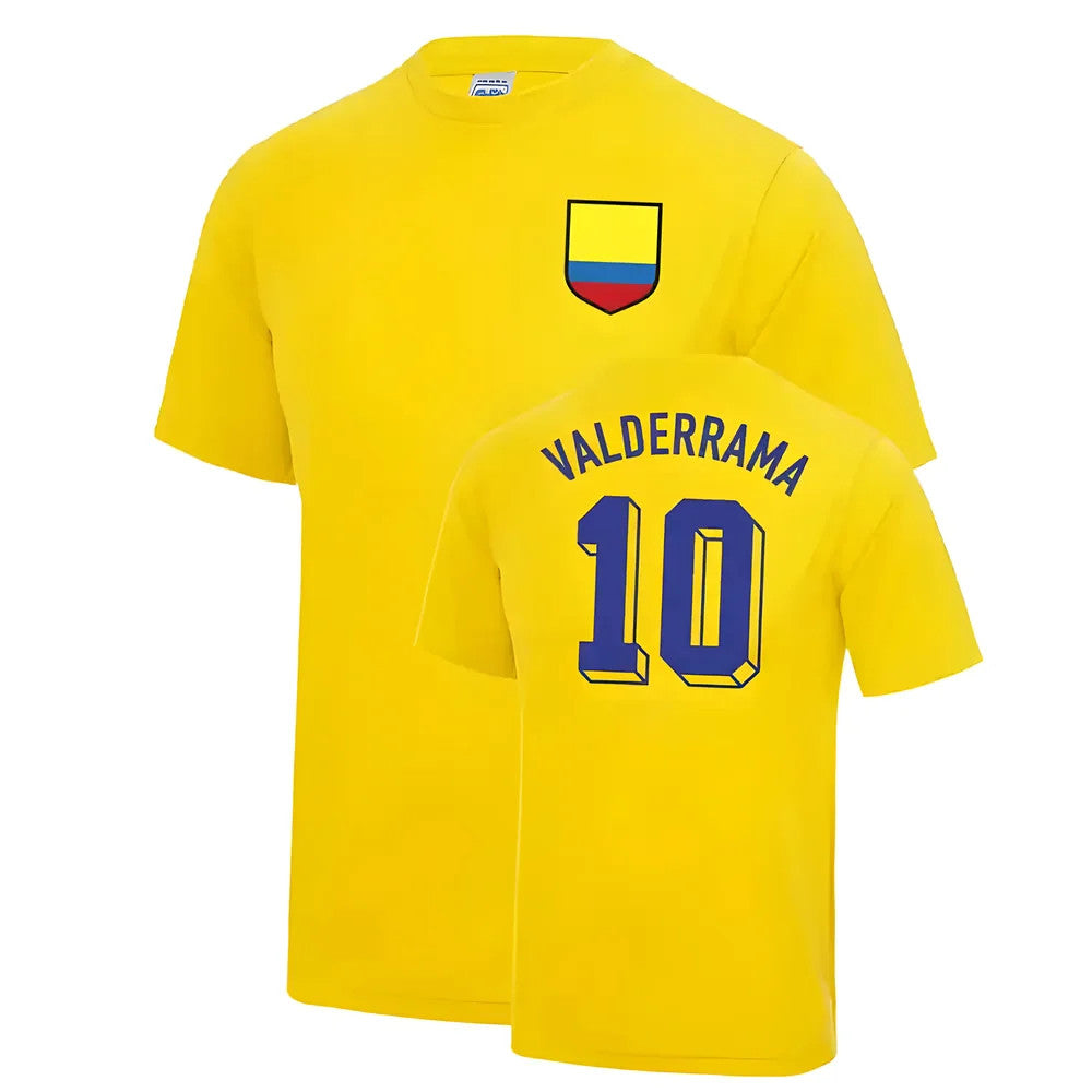 Carlos Valderrama Colombia World Cup Football T Shirt - Yellow_1