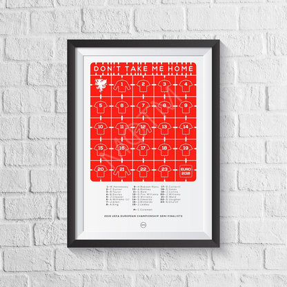 Wales Euro 2016 'Don't Take Me Home' Squad Print