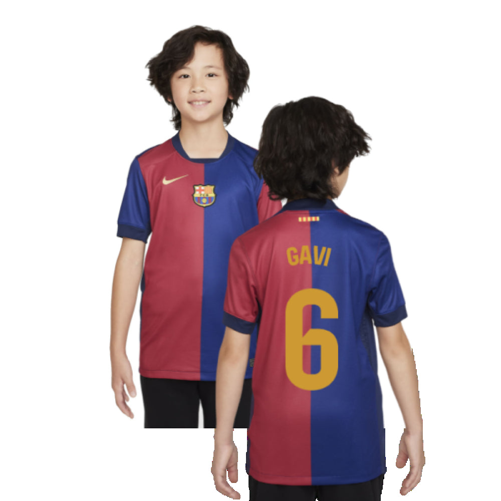 2024-2025 Barcelona Home Shirt (Sponsorless) - Kids (Gavi 6)_5