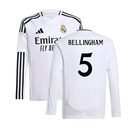 2024-2025 Real Madrid Long Sleeve Home Shirt (Kids) (Bellingham 5)_5