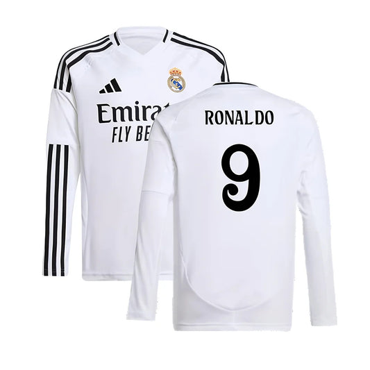 2024-2025 Real Madrid Long Sleeve Home Shirt (Kids) (Ronaldo 9)_5