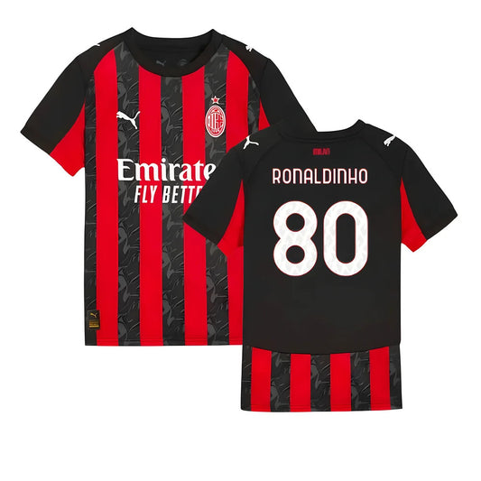 2025-2026 AC Milan Home Shirt (Kids) (Ronaldinho 80)_5