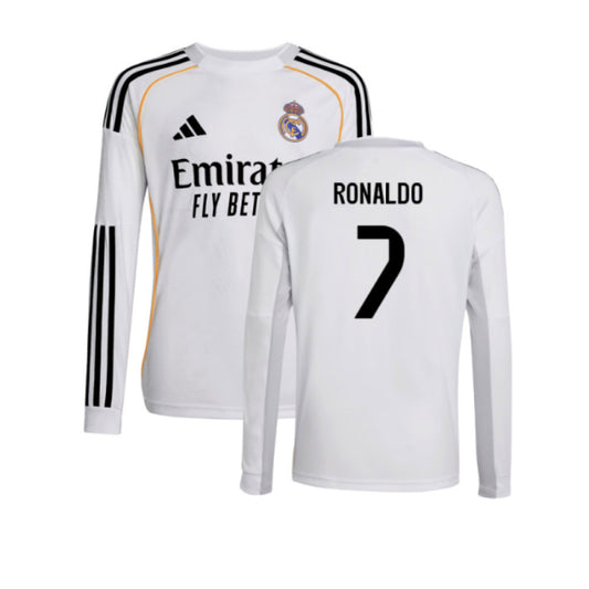 2025-2026 Real Madrid Long Sleeve Home Shirt (Kids) (Ronaldo 7)_4