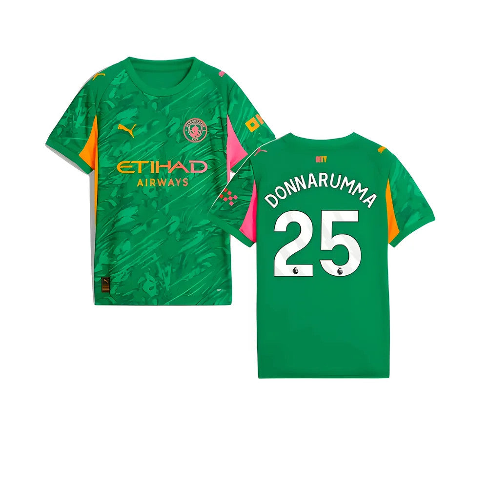 2025-2026 Man City Goalkeeper Away Shirt (Green) - Kids (Donnarumma 25)_4