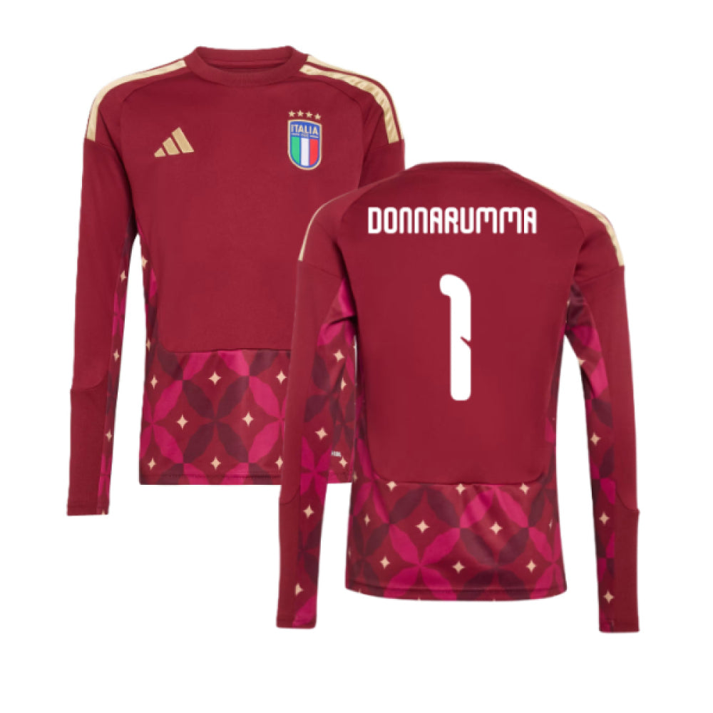 2026-2027 Italy Home Goalkeeper Shirt (Burgundy) - Kids (Donnarumma 1)_4