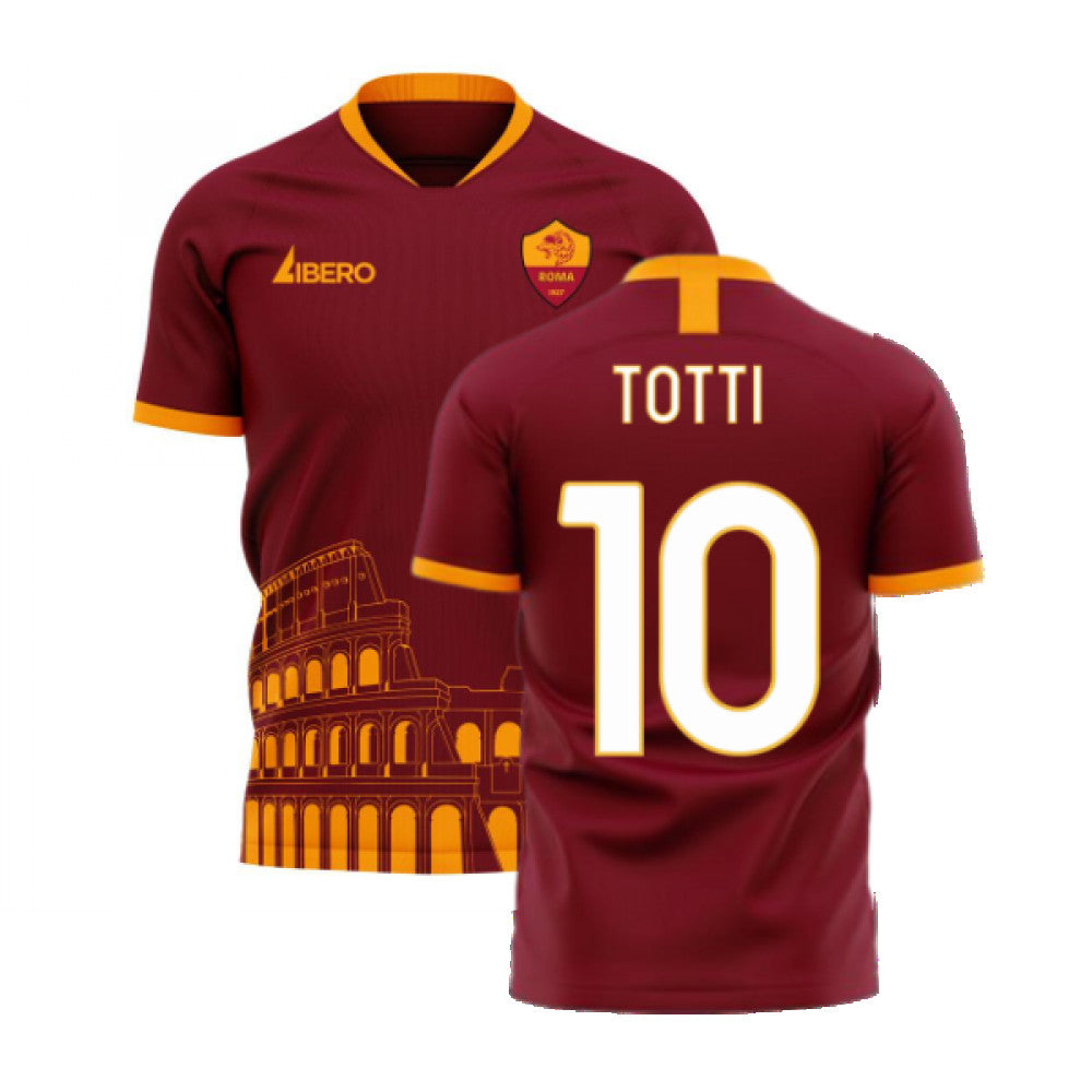 Roma 2025-2026 Home Concept Football Kit (Libero) - No Sponsor (TOTTI 10)_0