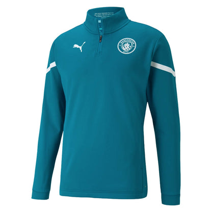 2021-2022 Man City Pre Match Half Zip Top (Ocean Depths) - Kids_1