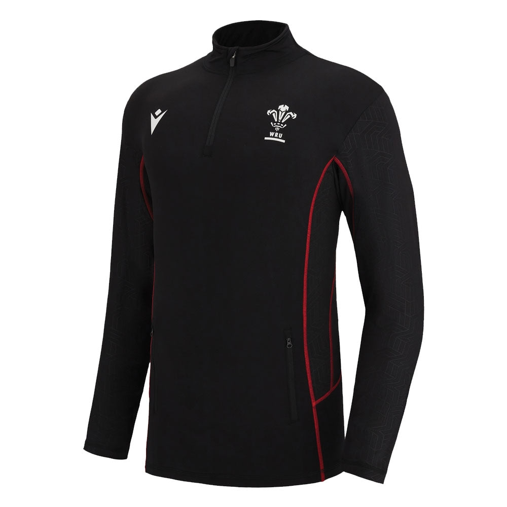 2022-2023 Wales Rugby Travel 1/4 Zip Softshell (Black)_1