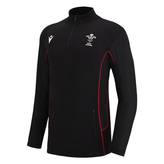 2022-2023 Wales Rugby Travel 1/4 Zip Softshell (Black)_1