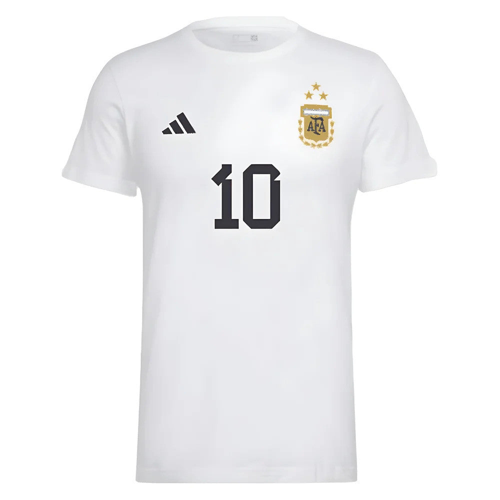 Messi Football Number 10 Graphic T-Shirt (White)_0