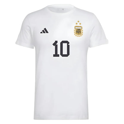 Messi Football Number 10 Graphic T-Shirt (White)_0