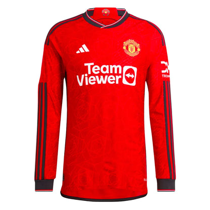 2023-2024 Man Utd Authentic Long Sleeve Home Shirt (Beckham 7)_4