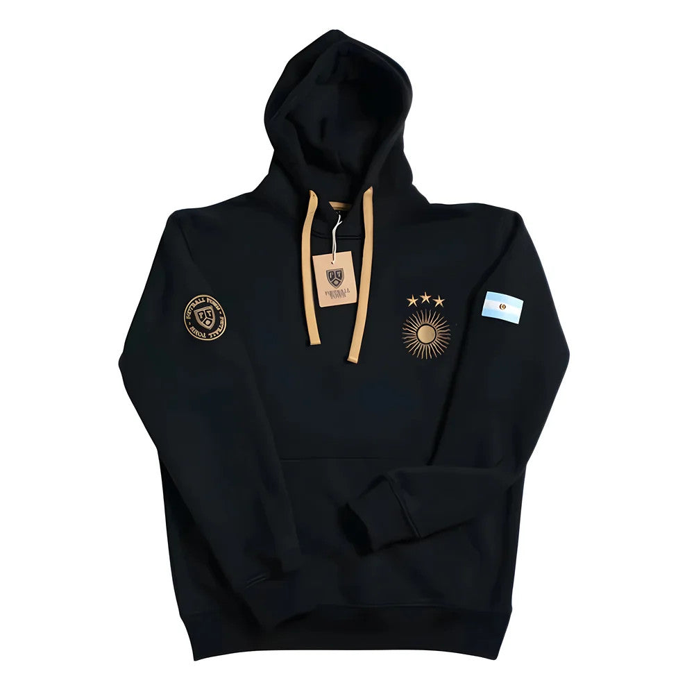 Argentina Retro Football Hoodie El Sol Black_1