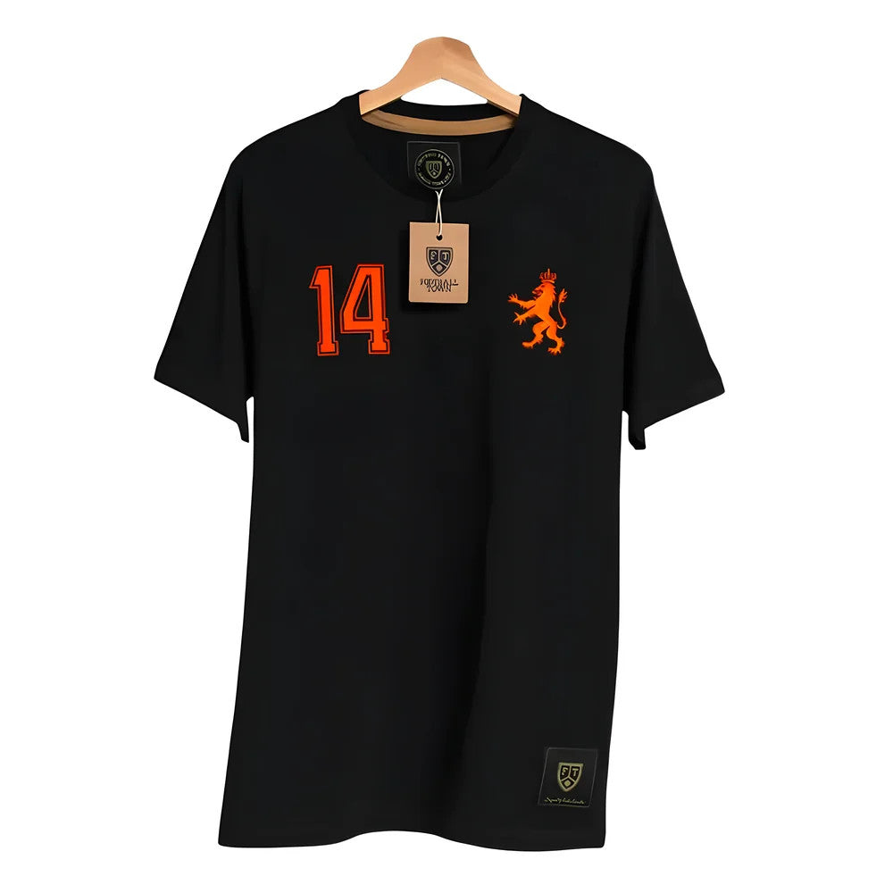 Holland De Leeuw 14 Black Retro Football Shirt_0