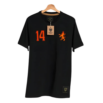 Holland De Leeuw 14 Black Retro Football Shirt_0