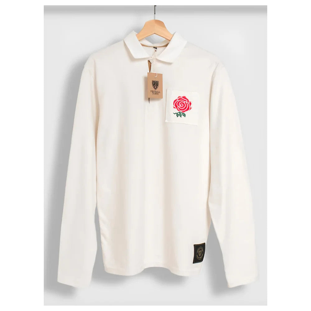 England Red Rose Retro Rugby Jersey (White)_0