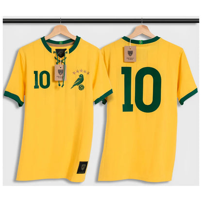 Brazil Retro Home Shirt With Laces Canarinha_1