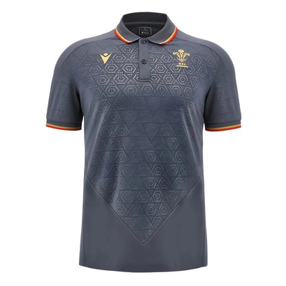2024-2025 Wales WRU Rugby Travel Polo Shirt (Anthracite)_2