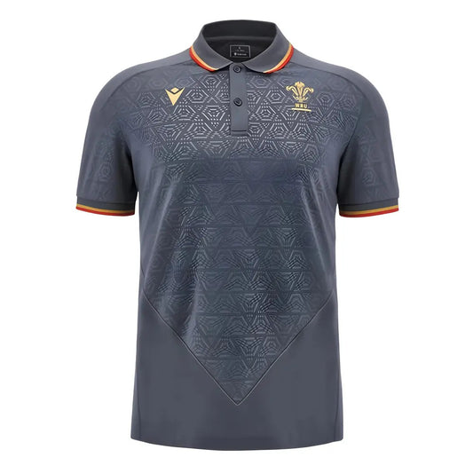 2024-2025 Wales WRU Rugby Travel Polo Shirt (Anthracite)_2