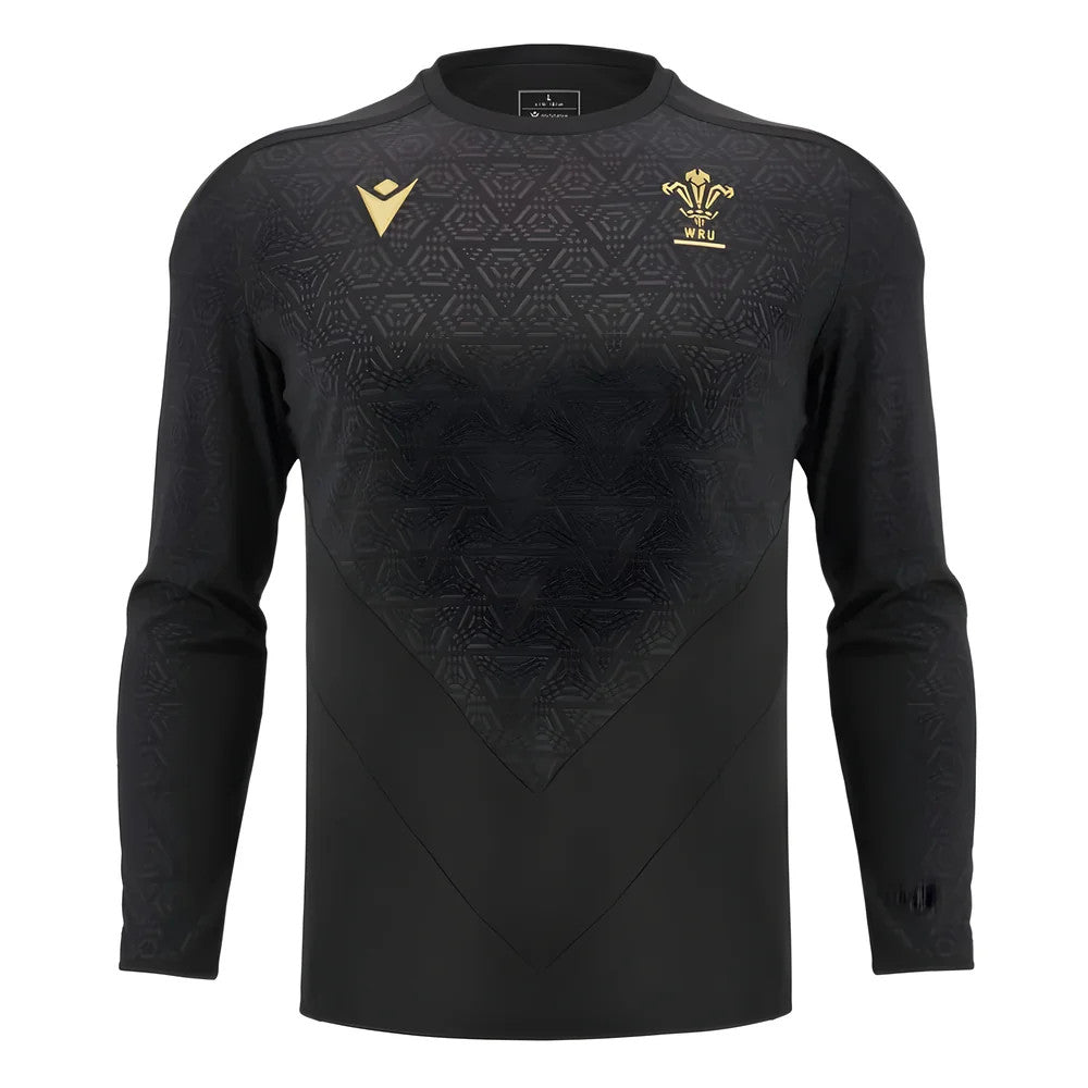 2024-2025 Wales Rugby LS Poly Training Shirt (Black)_1