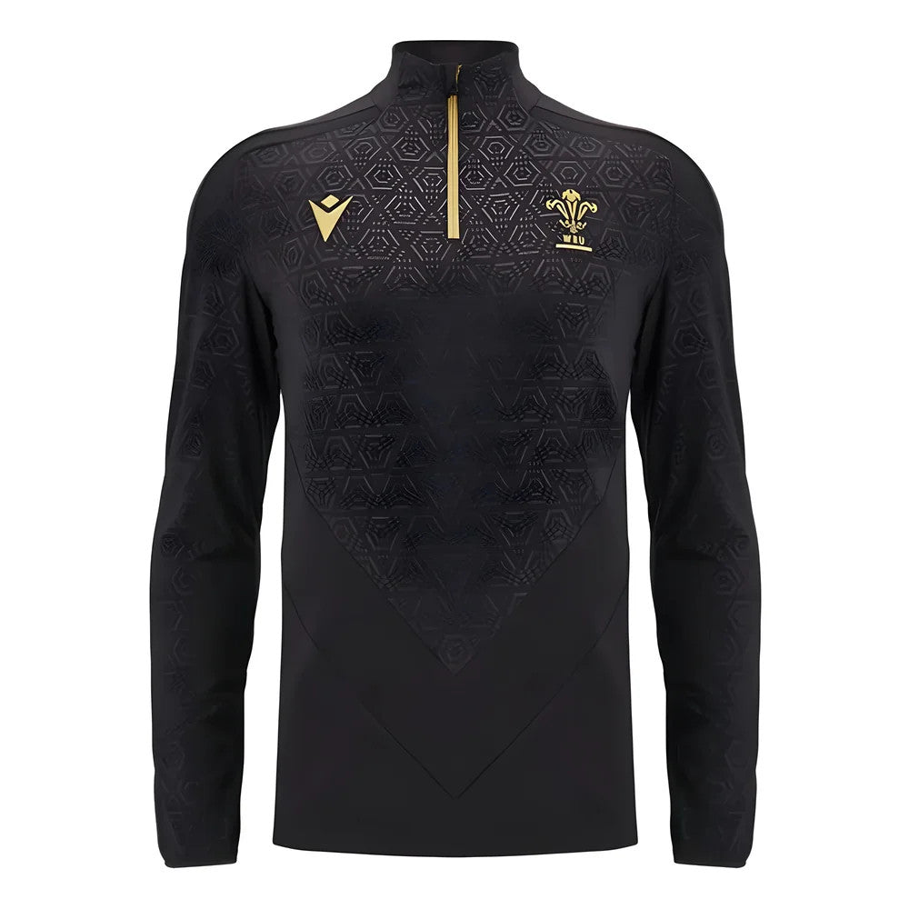 2024-2025 Wales Rugby Training 1/4 Zip Top (Black)_1
